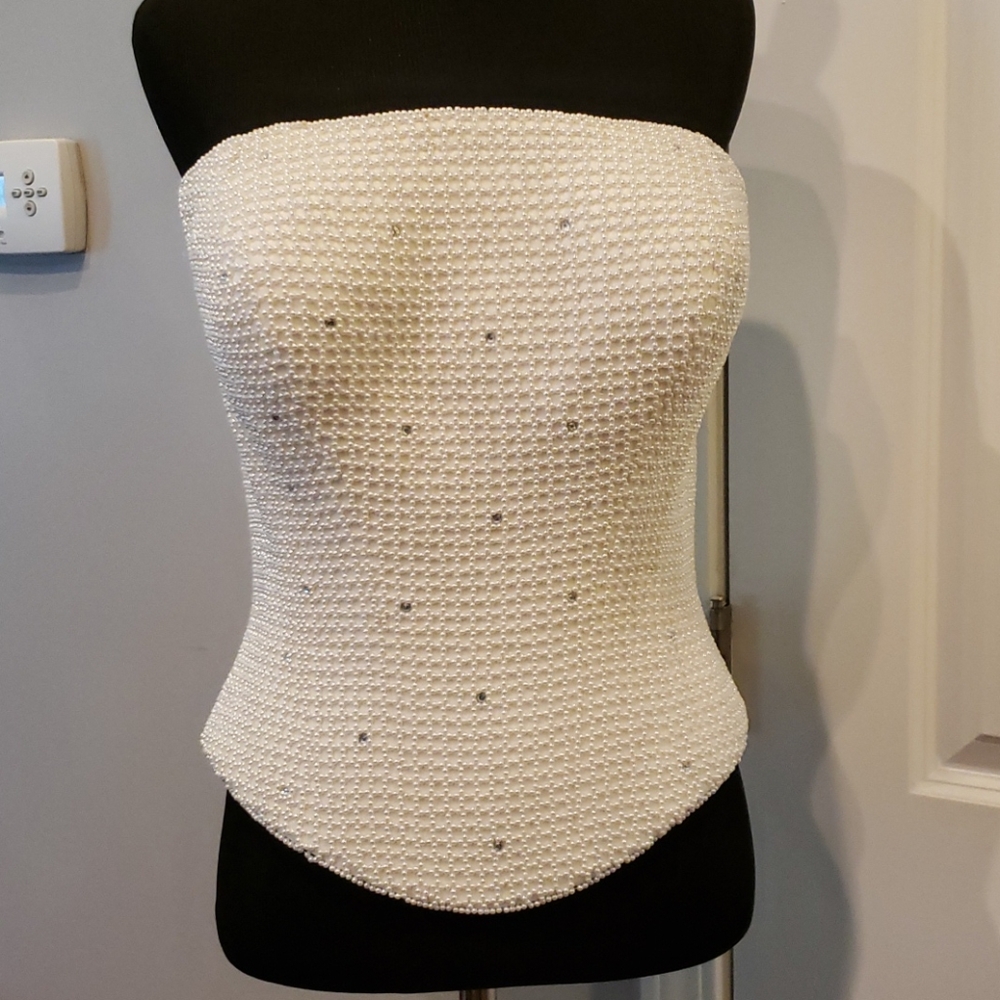 Bridal Formal beaded corset top w/ gem accents